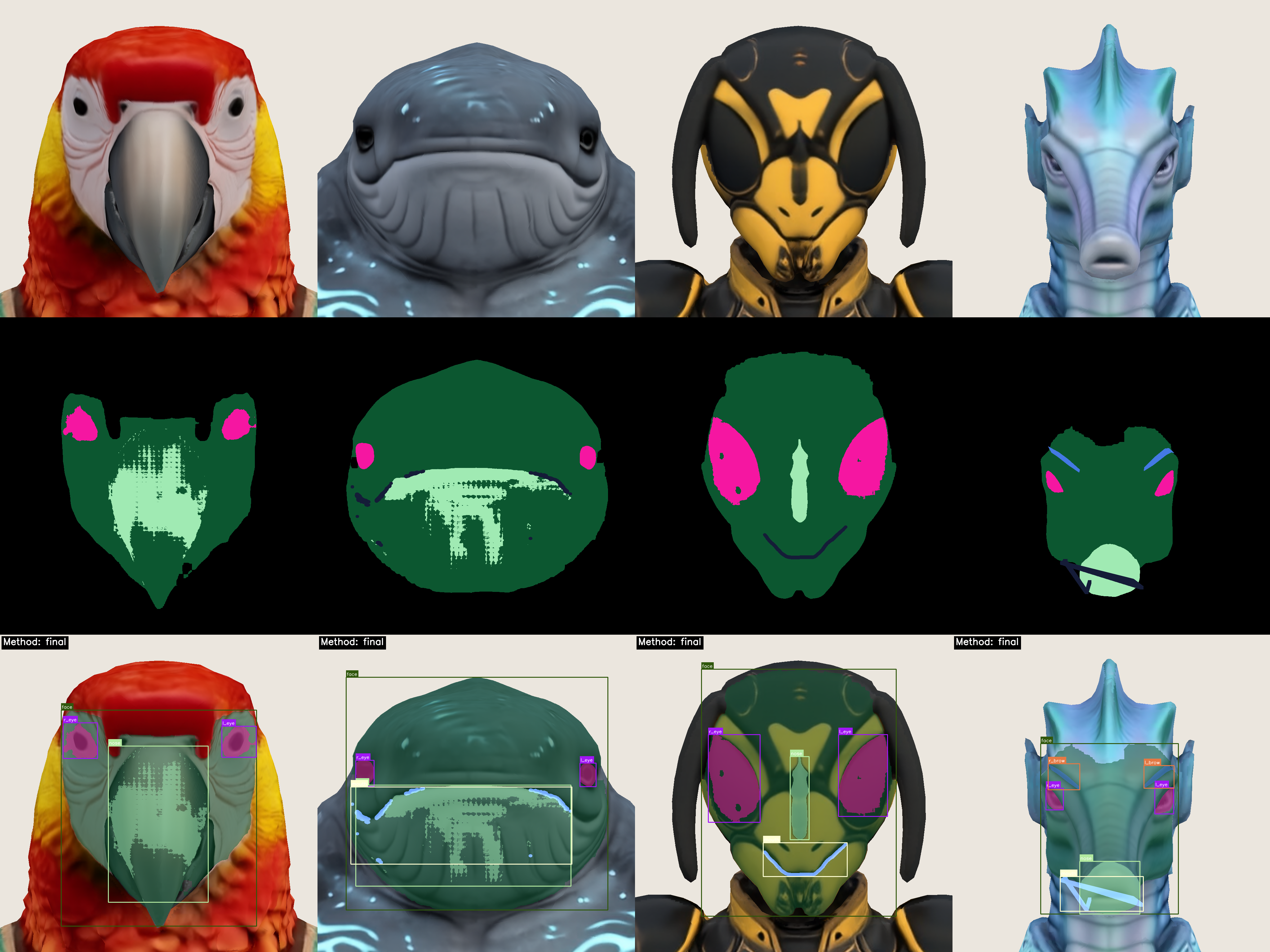 Failure cases: bird, fish-like, insect, seahorse-like